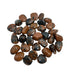 Kindred Crystal Collective - Large group of Mahogany Obsidian tumbled stones showing warm mahogany-brown and deep black volcanic glass patterning, polished finish.