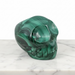 Natural malachite crystal skull 171g in deep emerald green with swirling banded patterns, for transformation and heart chakra healing