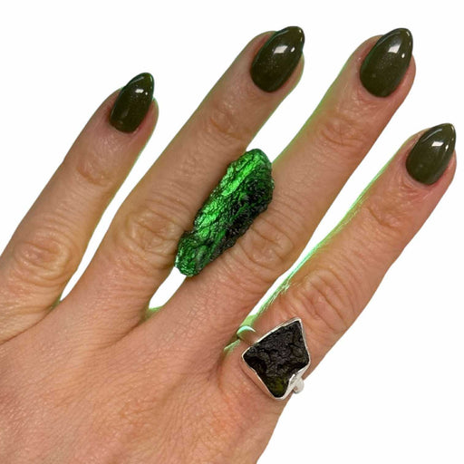 Natural moldavite specimen 3.71g in translucent forest green with sculpted cosmic surface, a rare tektite transformation crystal