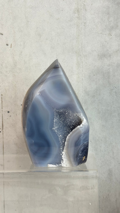 Kindred Crystal Collective — Natural Agate Flame, polished natural agate flame with warm honey and rust banding, 17x12cm