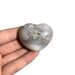 Kindred Crystal Collective — Natural Agate Heart – Grey, polished smoky-grey stone heart with cream patches and pale lines 