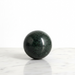Natural nephrite jade polished sphere 254g, 5.6cm diameter, in deep earthy green with waxy lustre, for luck, abundance and heart chakra healing