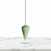 A rounded edge jade pendulum with a silver chain and a loop at the top for hanging.