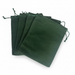 Set of green velvet drawstring bags on a white background