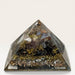 Kindred Crystal Collective - Handcrafted orgonite pyramid with copper spiral, crystal chips, natural minerals and mixed metal shavings in layered high-gloss resin, for meditation spaces and crystal decor