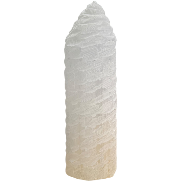 Selenite Swirl Etch Lamp - 30cm