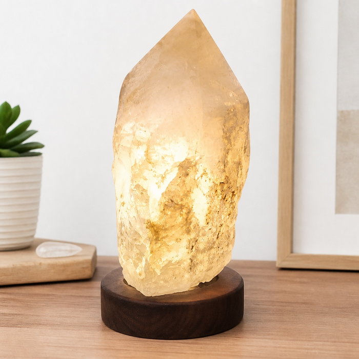 Shop our Smoky Quartz Polished Top Generator Lamp — a grounding, protective crystal for stress relief, clarity & chakra alignment. Available in multiple sizes. Kindred Crystal Collective.