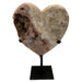 Kindred Crystal Collective — Pink Amethyst Heart, side view of natural pink amethyst polished heart showing soft colour variation and translucency, 15.1x22.5cm