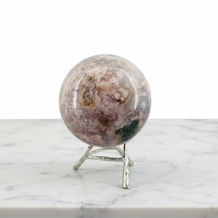 Natural pink amethyst sphere 3.7kg, 12cm diameter, in soft blush pink with druzy surface, for heart chakra, self-love and spiritual connection