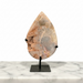Natural pink amethyst teardrop 2kg, 26cm tall, with soft blush pink druzy crystal surface on display stand, for heart chakra and self-love