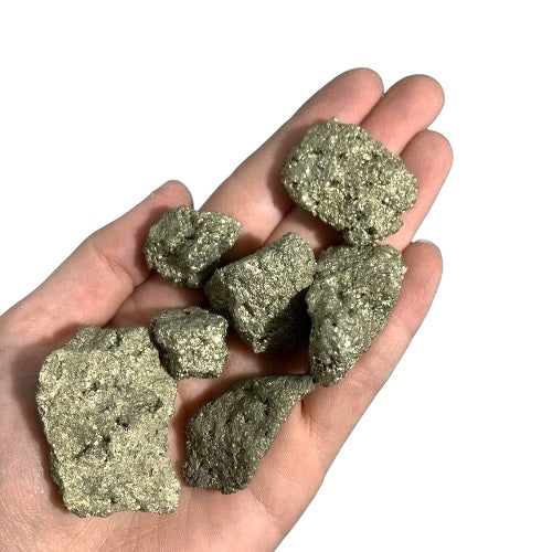 Kindred Crystal Collective — Pyrite Rough 1KG, natural rough Pyrite crystals showing varied shapes and brassy-gold colouring