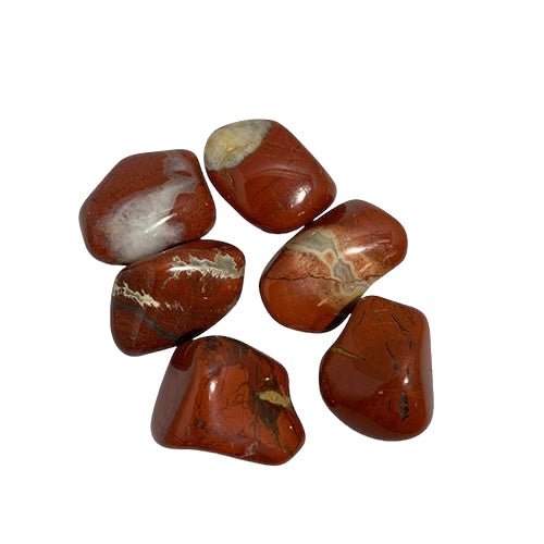 Kindred Crystal Collective — Red Jasper African Tumbled 3–4cm, rich deep red African jasper large tumbled stone on white background