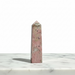 Natural rhodonite obelisk 139g from Peru with bold pink and deep black veining, for emotional strength, balance and love