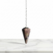 Rhodonite Pendulum crystal on white background — pink stone with black manganese veining