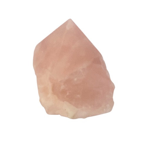 Rose quartz polished top generator 275g in soft blush pink, a crystal tower for self-love, compassion and heart chakra energy