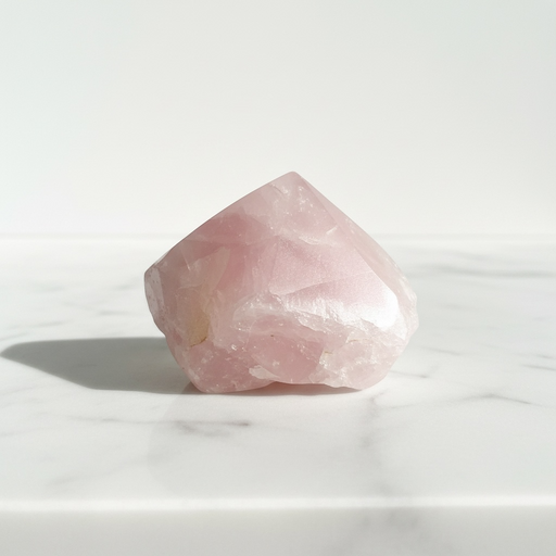 Natural rose quartz polished top generator 616g with rough base and smooth polished apex, for love, heart chakra healing and emotional harmony