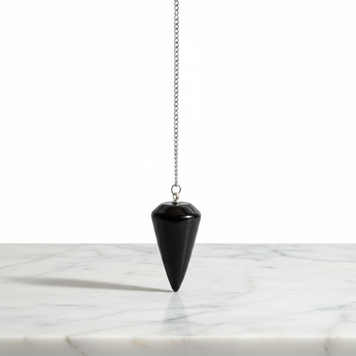 Shungite tapered crystal pendulum with pointed tip, for precise dowsing and root chakra grounding