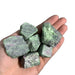 Kindred Crystal Collective — Ruby Zoisite Rough 1KG, small raw green and ruby zoisite chunks held in an open hand showing natural size 3-4cm

