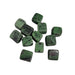 Kindred Crystal Collective - Eleven Ruby Zoisite square tumbled stones showing deep forest green Zoisite matrix with dark mineral inclusions, polished finish.