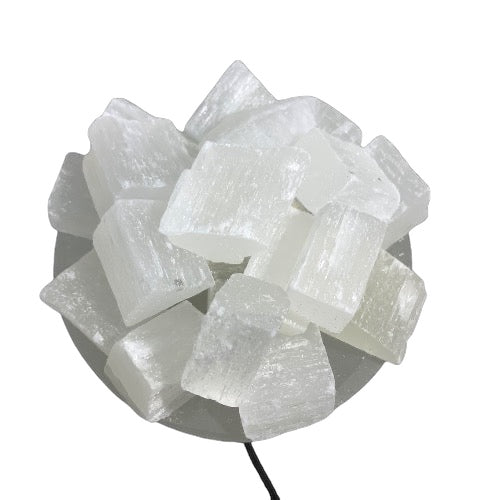 Selenite Bowl Lamp Kindred Crystal Collection