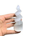 Kindred Crystal Collective — Selenite Spiral Tower, white selenite spiral tower 10cm, front view on white background