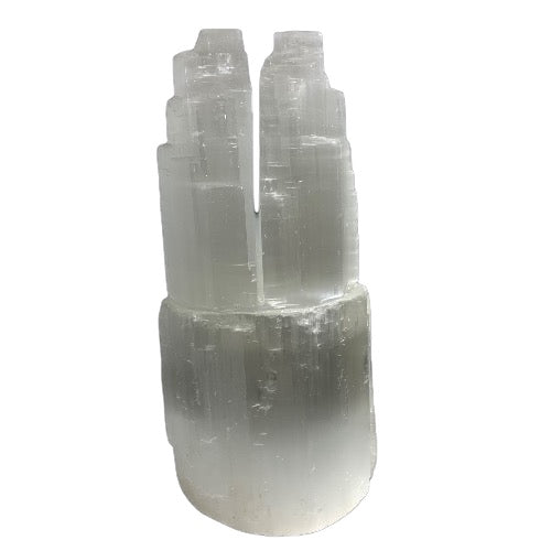Selenite Twin Tower Lamp Kindred Crystal Collection