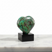 Natural shattuckite carved crystal heart 136g in vivid blue and blue-green with copper silicate patterning, for throat chakra and spiritual enlightenment