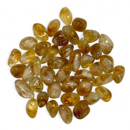 Kindred Crystal Collective — Small Citrine Tumbled Stones 200G, smooth golden Citrine crystals in assorted 1–2.5cm pieces