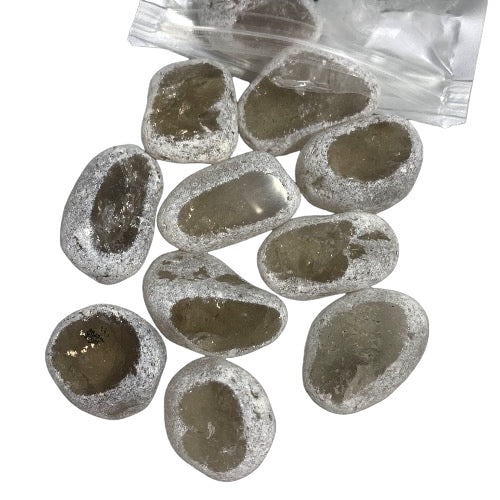 Kindred Crystal Collective — Smoky Quartz Ema Eggs 500g Bag, assorted seer stones showing natural variation in smoky colour