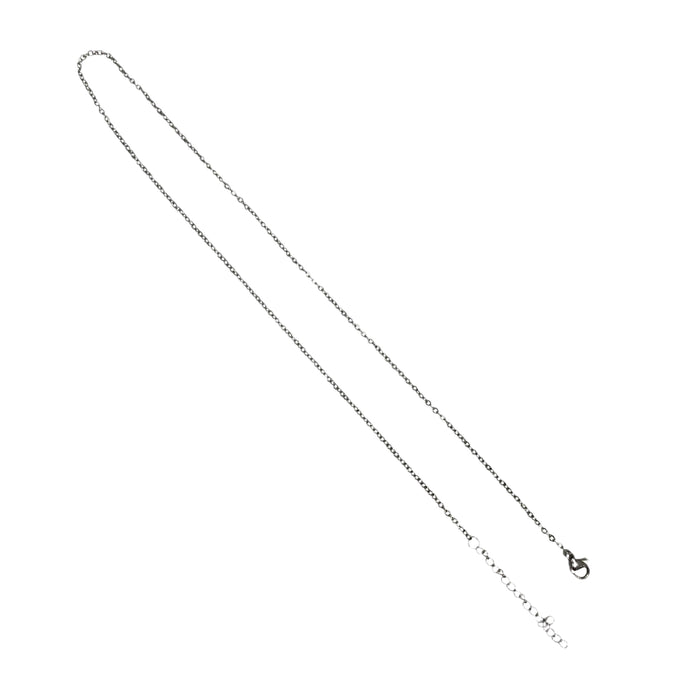 Kindred Crystal Collective — Stainless Steel Chain Necklace 50cm, fine silver cable-link chain with lobster clasp and extender on white background