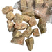 A collection of rough sunstone stones in reddish-orange color, contained within a clear plastic bag.