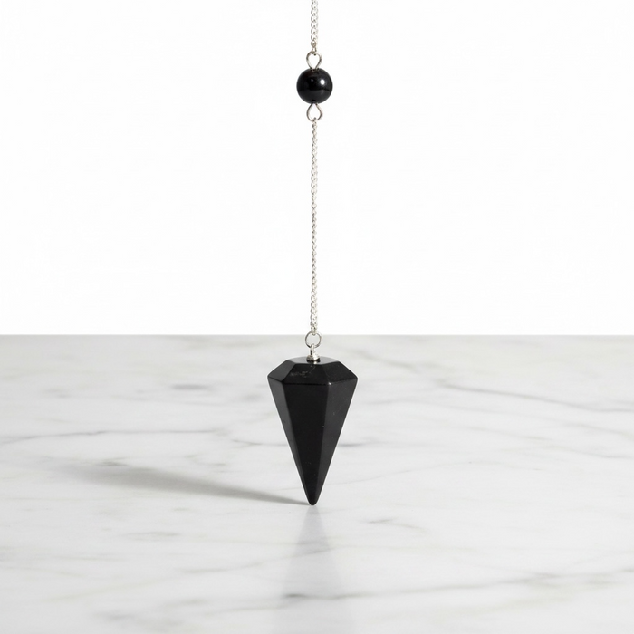 Black shungite pendulum from Karelia Russia, a powerful grounding and cleansing healing crystal