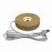 Colorful spherical light on a wooden base with USB cable on a white background
