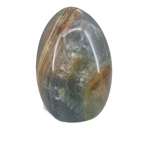 Blue onyx egg in rich deep blue tones, a calming healing crystal for concentration, positive outlook and throat chakra activation