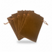 Set of brown velvet drawstring bags on a white background