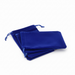 Blue velvet drawstring pouches on a white background