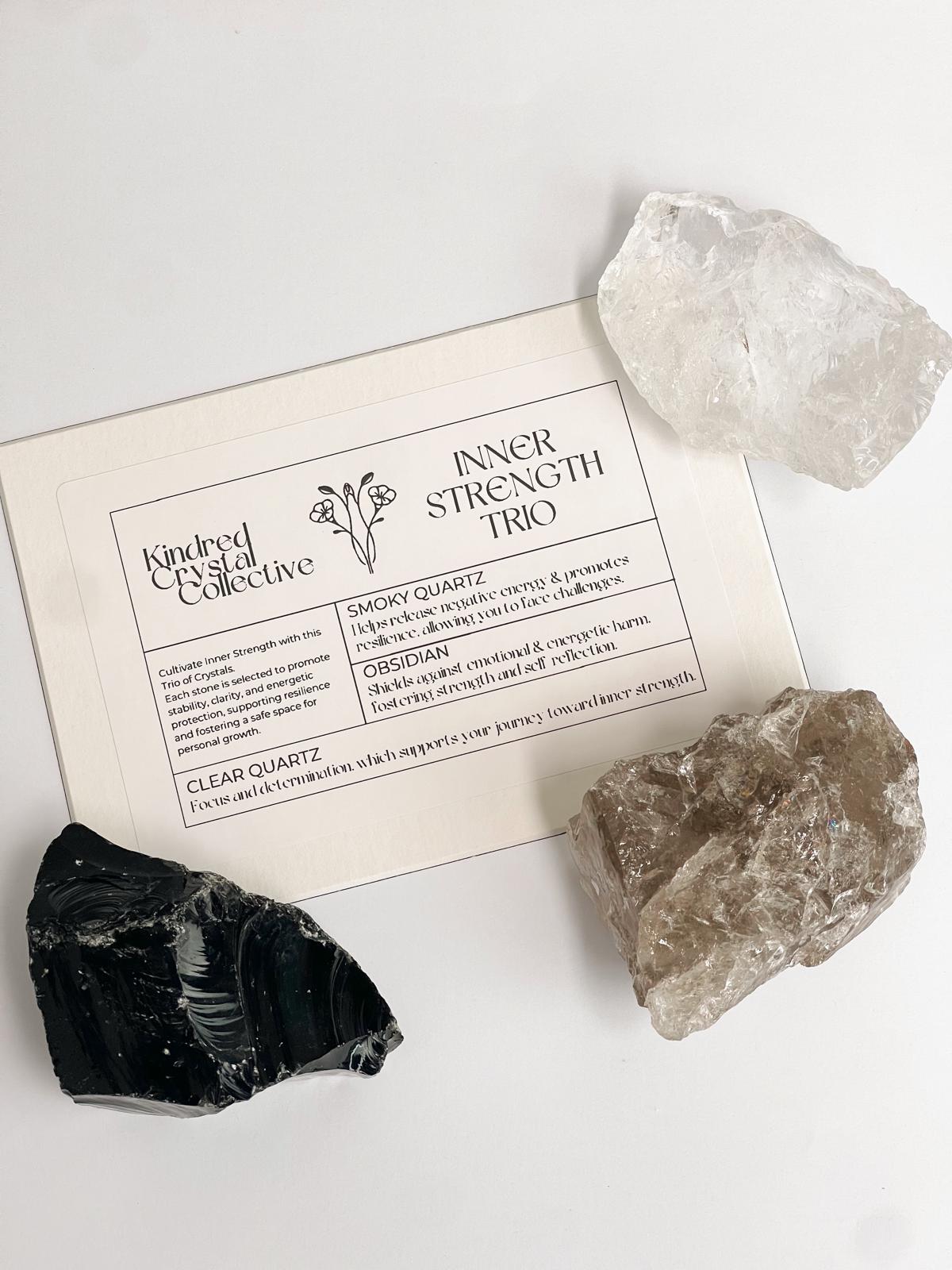Inner Strength Trio – Raw Crystals for Power, Protection & Clarity