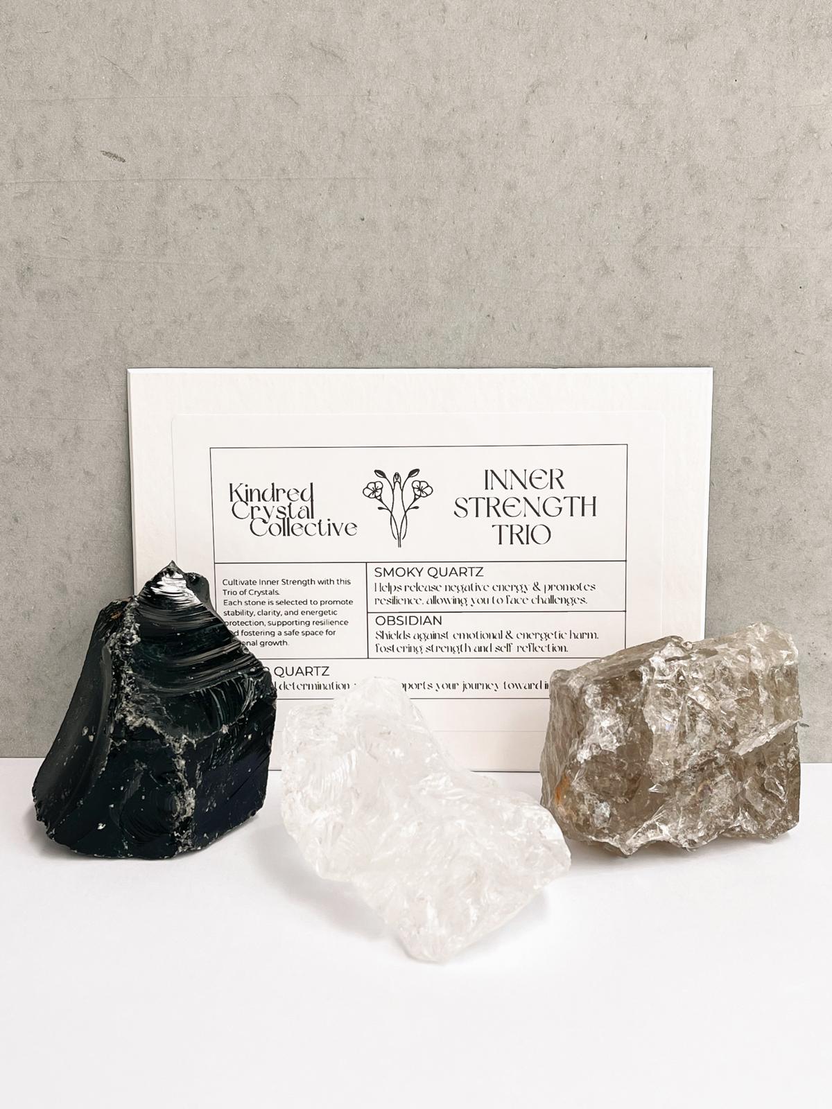 Inner Strength Trio – Raw Crystals for Power, Protection & Clarity