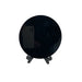Kindred Crystal Collective — Obsidian Mirror, round polished black obsidian scrying mirror on black easel stand, white background