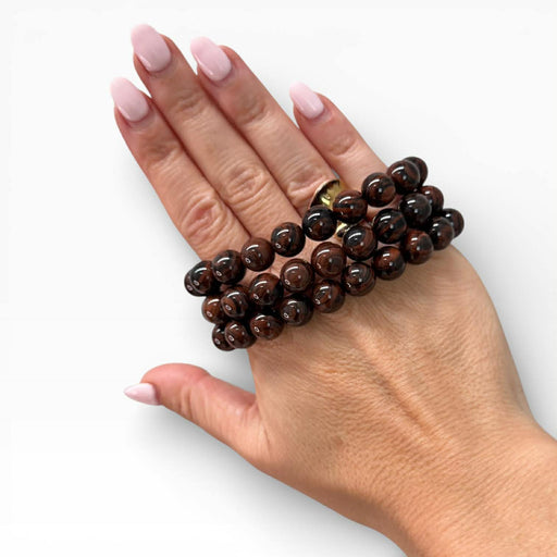 Red Eye Obsidian Bead Bracelet