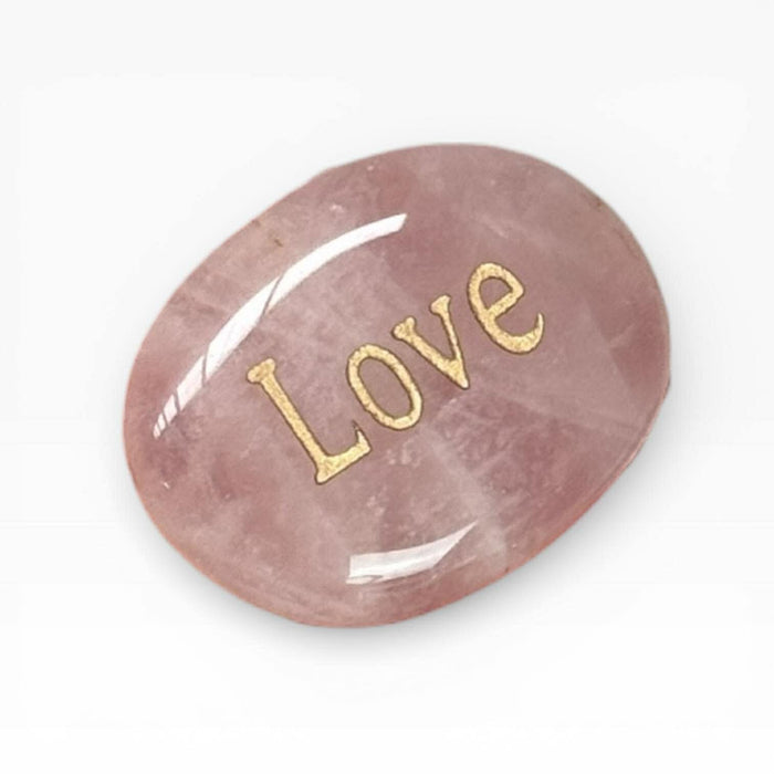 Rose Quartz Set Of Three Affirmation Stones - ( Love Engraving )