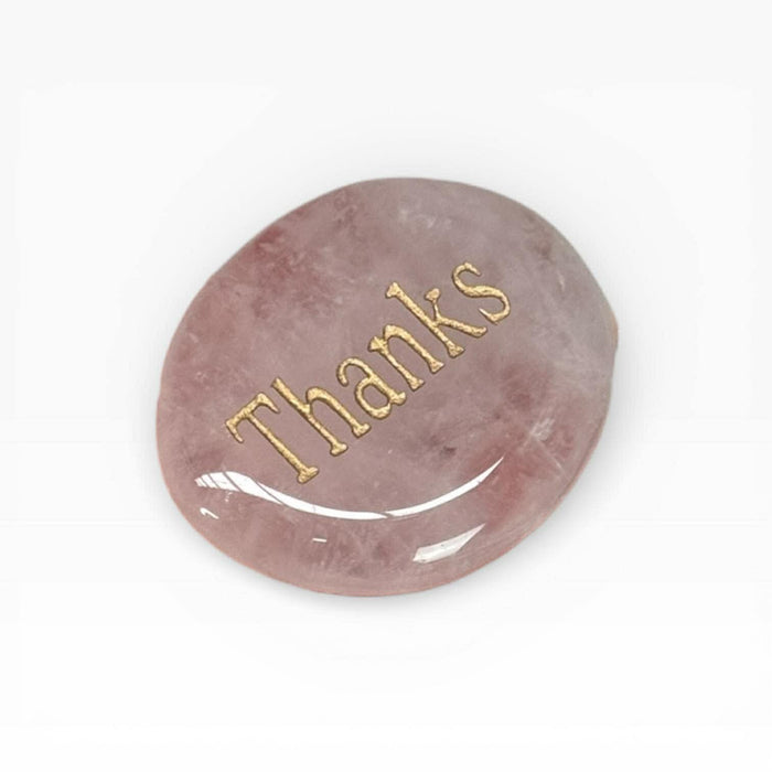 Rose Quartz Set Of Three Affirmation Stones - ( Thanks Engraving )