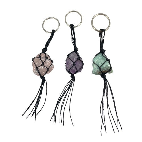 Macrame Rough Crystal Keyring