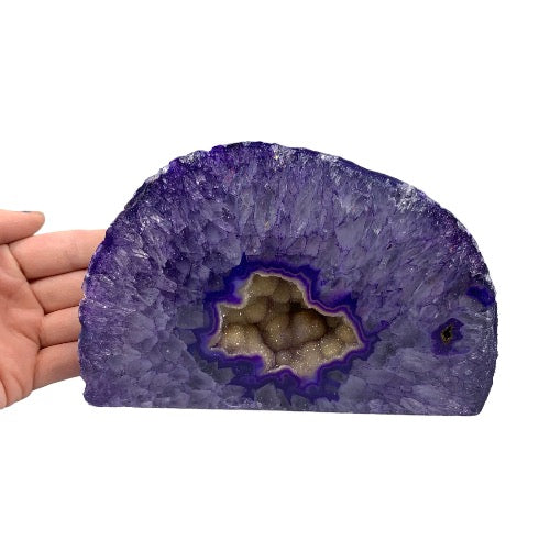 Agate Geode With Druzy - Purple