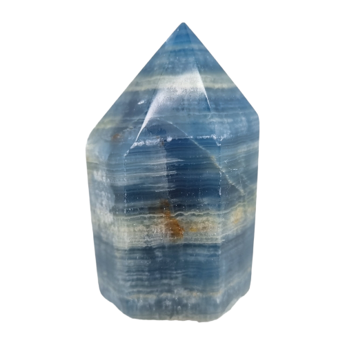 Natural blue onyx generator crystal tower 278g in rich deep blue, for throat chakra healing, emotional calm and good fortune