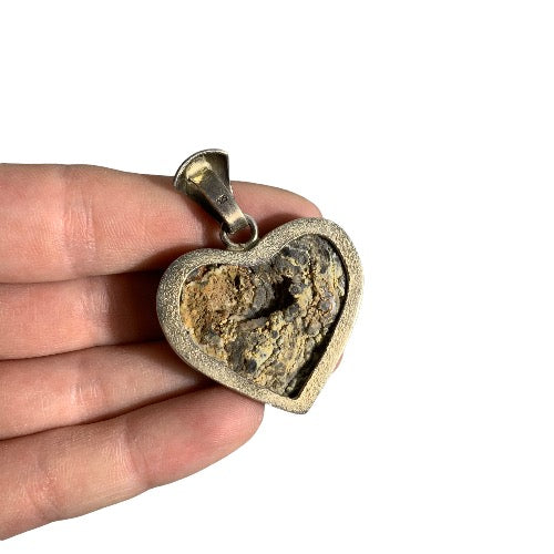 Chalcedony Heart Sterling Silver Pendant
