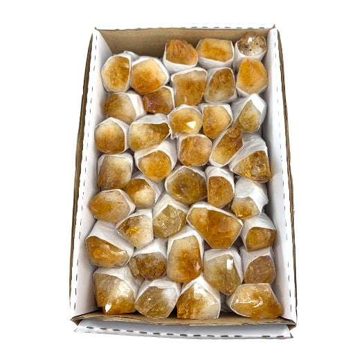 Kindred Crystal Collective — Citrine Rough Point Boxed, natural golden-yellow citrine rough point with raw unpolished texture, presented in gift box