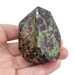 Kindred Crystal Collective — Dragon Blood Jasper Free Form, large polished deep red and green dragon blood jasper freeform, size reference with hand