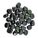 Kindred Crystal Collective — Green Goldstone Tumbled 1.5–2cm, large group of deep forest green glass stones with metallic copper sparkle on white background