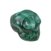 Natural malachite crystal skull 171g in deep emerald green with swirling banded patterns, for transformation and heart chakra healing